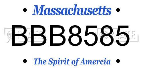 BBB8585 Massachusetts License Plate