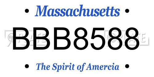 BBB8588 Massachusetts License Plate