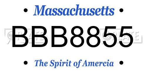 BBB8855 Massachusetts License Plate