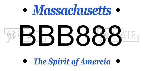 BBB888 Massachusetts License Plate