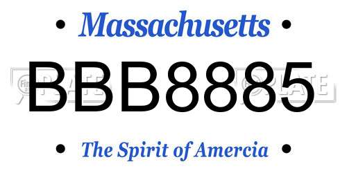 BBB8885 Massachusetts License Plate