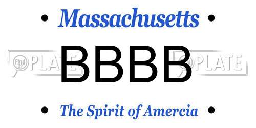 BBBB Massachusetts License Plate