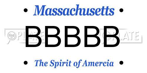BBBBB Massachusetts License Plate