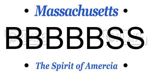 BBBBBSS Massachusetts License Plate