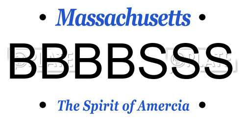 BBBBSSS Massachusetts License Plate