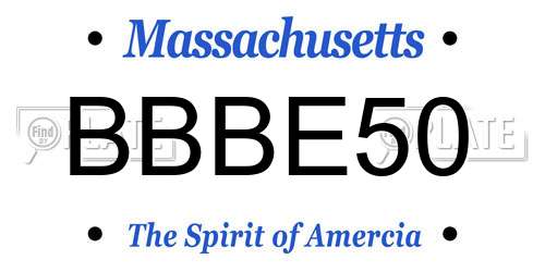 BBBE50 Massachusetts License Plate