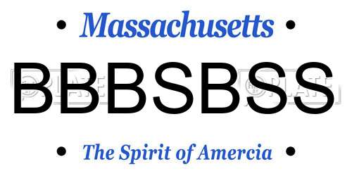 BBBSBSS Massachusetts License Plate