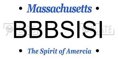 BBBSISI Massachusetts License Plate