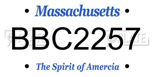 BBC2257 Massachusetts License Plate