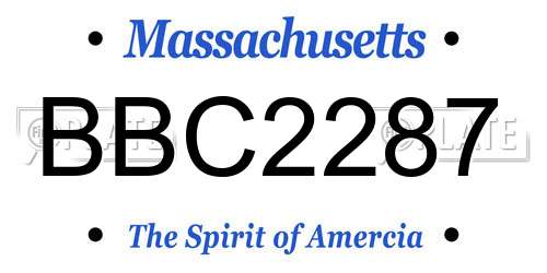 BBC2287 Massachusetts License Plate