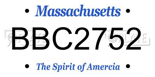 BBC2752 Massachusetts License Plate