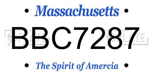 BBC7287 Massachusetts License Plate