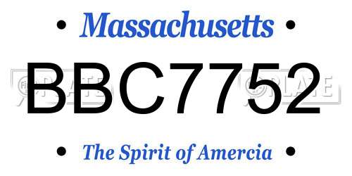 BBC7752 Massachusetts License Plate