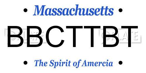 BBCTTBT Massachusetts License Plate