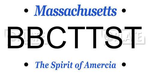 BBCTTST Massachusetts License Plate