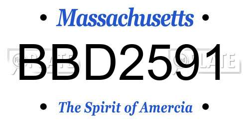 BBD2591 Massachusetts License Plate