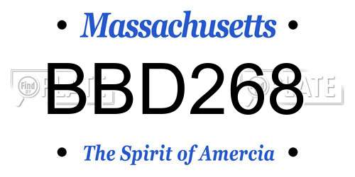 BBD268 Massachusetts License Plate
