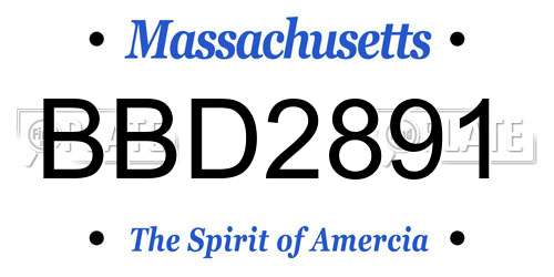 BBD2891 Massachusetts License Plate