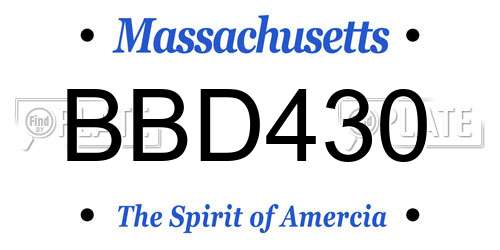 BBD430 Massachusetts License Plate