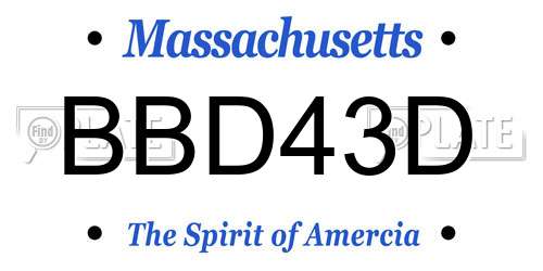 BBD43D Massachusetts License Plate
