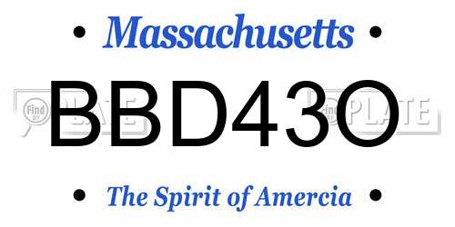 BBD43O Massachusetts License Plate