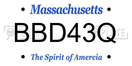 BBD43Q Massachusetts License Plate