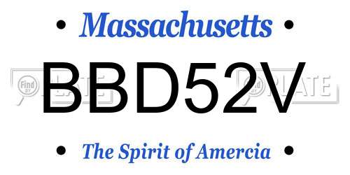 BBD52V Massachusetts License Plate