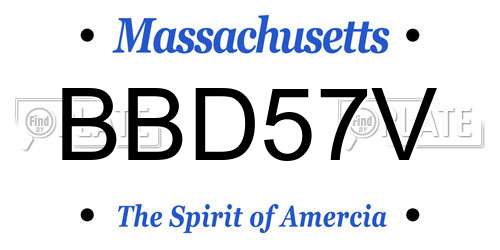 BBD57V Massachusetts License Plate