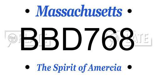 BBD768 Massachusetts License Plate