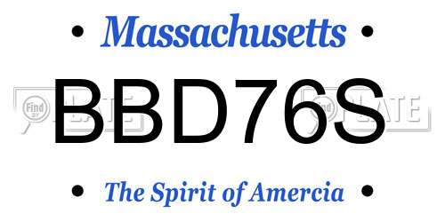 BBD76S Massachusetts License Plate