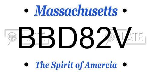BBD82V Massachusetts License Plate