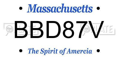 BBD87V Massachusetts License Plate