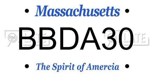 BBDA30 Massachusetts License Plate