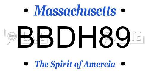 BBDH89 Massachusetts License Plate