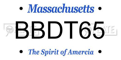 BBDT65 Massachusetts License Plate