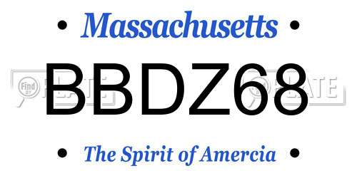 BBDZ68 Massachusetts License Plate