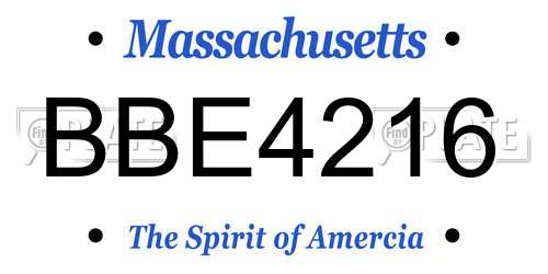BBE4216 Massachusetts License Plate