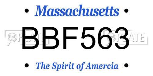 BBF563 Massachusetts License Plate