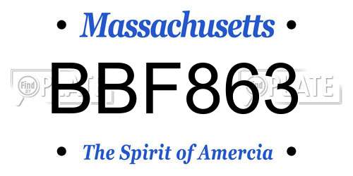 BBF863 Massachusetts License Plate