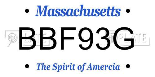 BBF93G Massachusetts License Plate