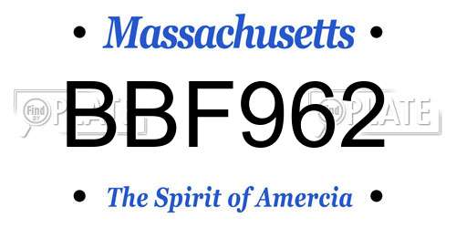BBF962 Massachusetts License Plate