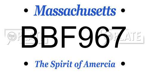 BBF967 Massachusetts License Plate