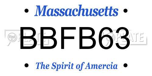 BBFB63 Massachusetts License Plate