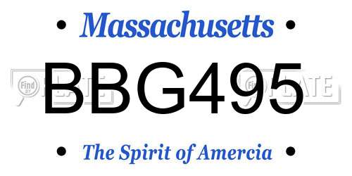 BBG495 Massachusetts License Plate
