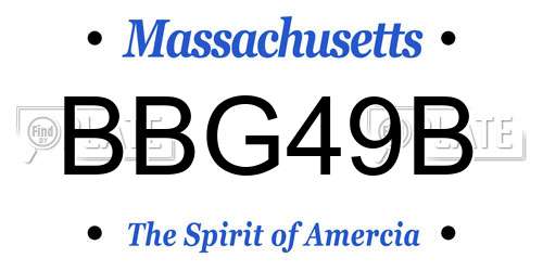 BBG49B Massachusetts License Plate