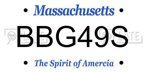 BBG49S Massachusetts License Plate