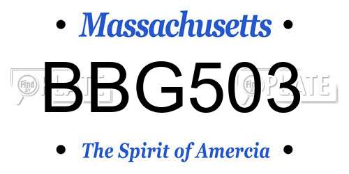 BBG503 Massachusetts License Plate
