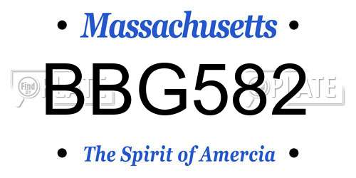 BBG582 Massachusetts License Plate
