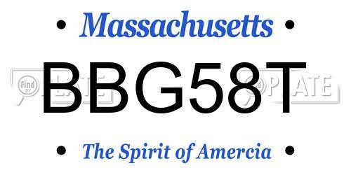 BBG58T Massachusetts License Plate