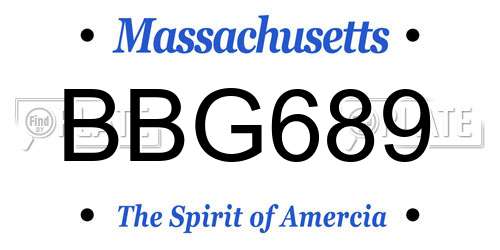 BBG689 Massachusetts License Plate